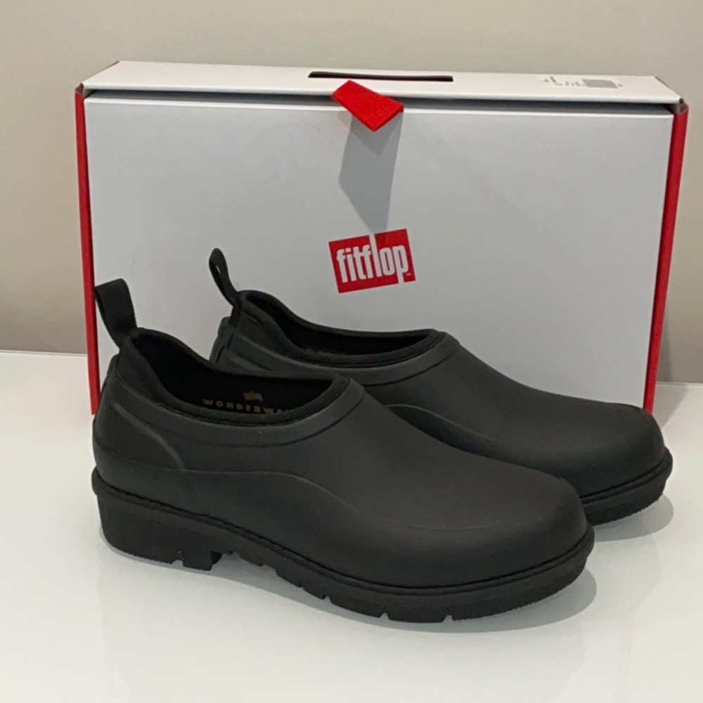 FitFlop Black Waterproof Mules Practical Slip-On